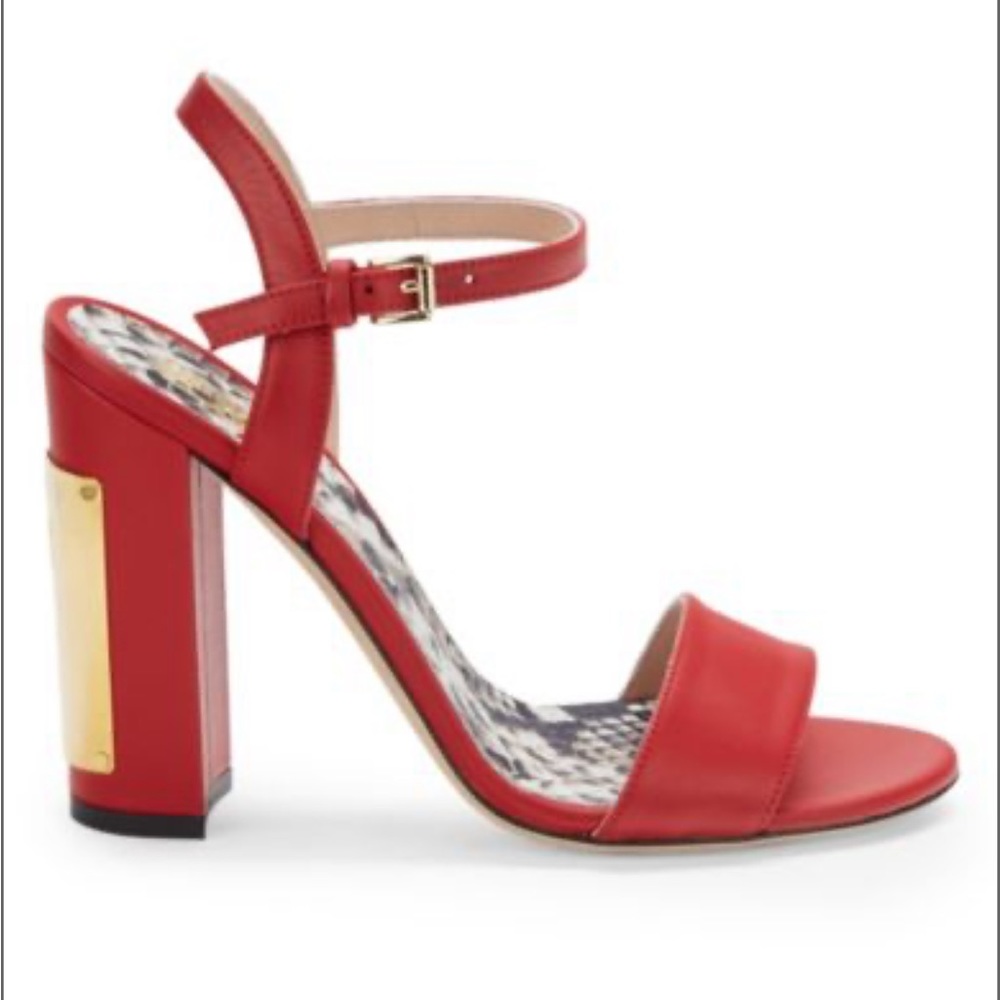 CAVALLI CLASS BY ROBERTO CAVALLI ​Leather Plated Red Block Heels size 6.5